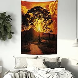 Lunarable Sunset Tapestry Twin Size, Majestic Tree