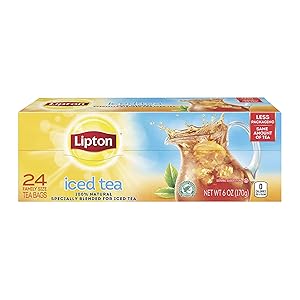 Lipton Family-Size Iced Tea Bags Picked At The Peak of Freshness Unsweetened Tea Can Help Support a Healthy Heart 6 Oz, 24 Count (Pack of 6)