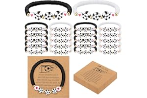 Ecation 20 Set Soccer Bracelets Team Gift Bulk Adjustable Sport Bead Ball Charm Bracelet with Inspirational Card for Sport Soccer Ball Team Lovers Players Gifts Birthday Party Favors