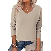 Zeagoo Women's 2026 Fall Sweaters Long Sleeve V Neck Knit Pullovers Business Casual Sweater Tops
