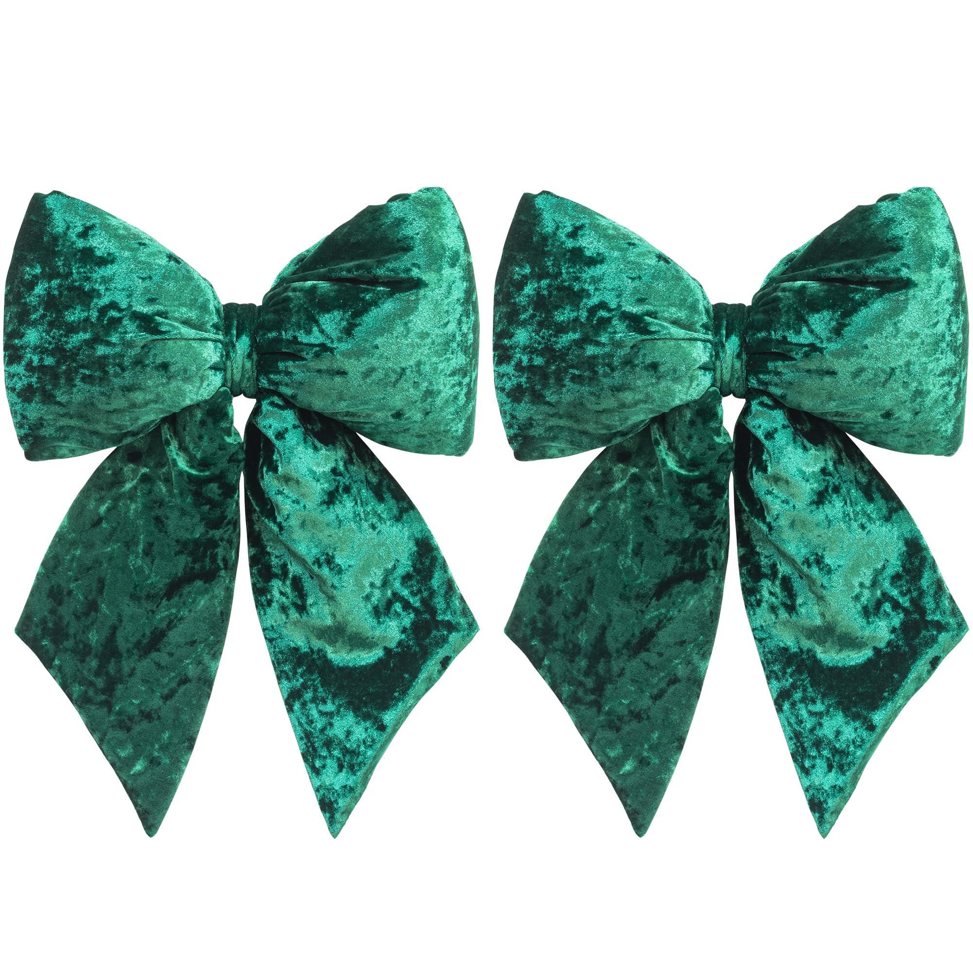 KI Store Green Large Plush Velvet Bows 30cm Christmas Bow Tree Topper for Christmas Tree Decoration Door Window Decor