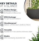 Casaria Flower Box 4 Inner Pots Polyrattan Rectangular Planter Black view 8