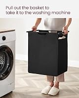 VASAGLE Laundry Basket 47 L Hamper with Shelf Pull-Out Liner 75 cm Ink Black view 8