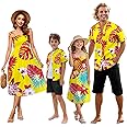 Family Matching Hawaiian Outfits, Dad and Son Beach Vacation Shirts Mommy Daughter Dress, 2T - X-Large