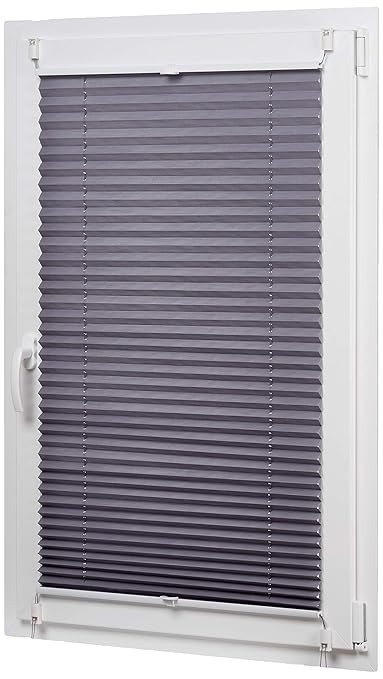 AmazonBasics - Faltrollo, robustes Polyestergewebe, mit Clip-System, 80 x 130 cm, Grau