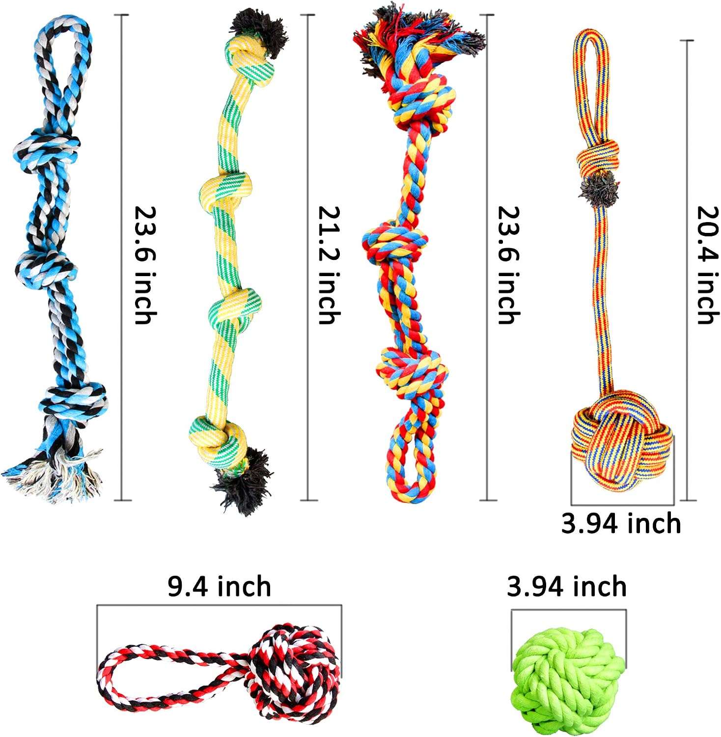 Youngever 6 Pack Large Dog Rope Toys, Chew Toys, Multicolored, 6 Piece Assortment - Image 3