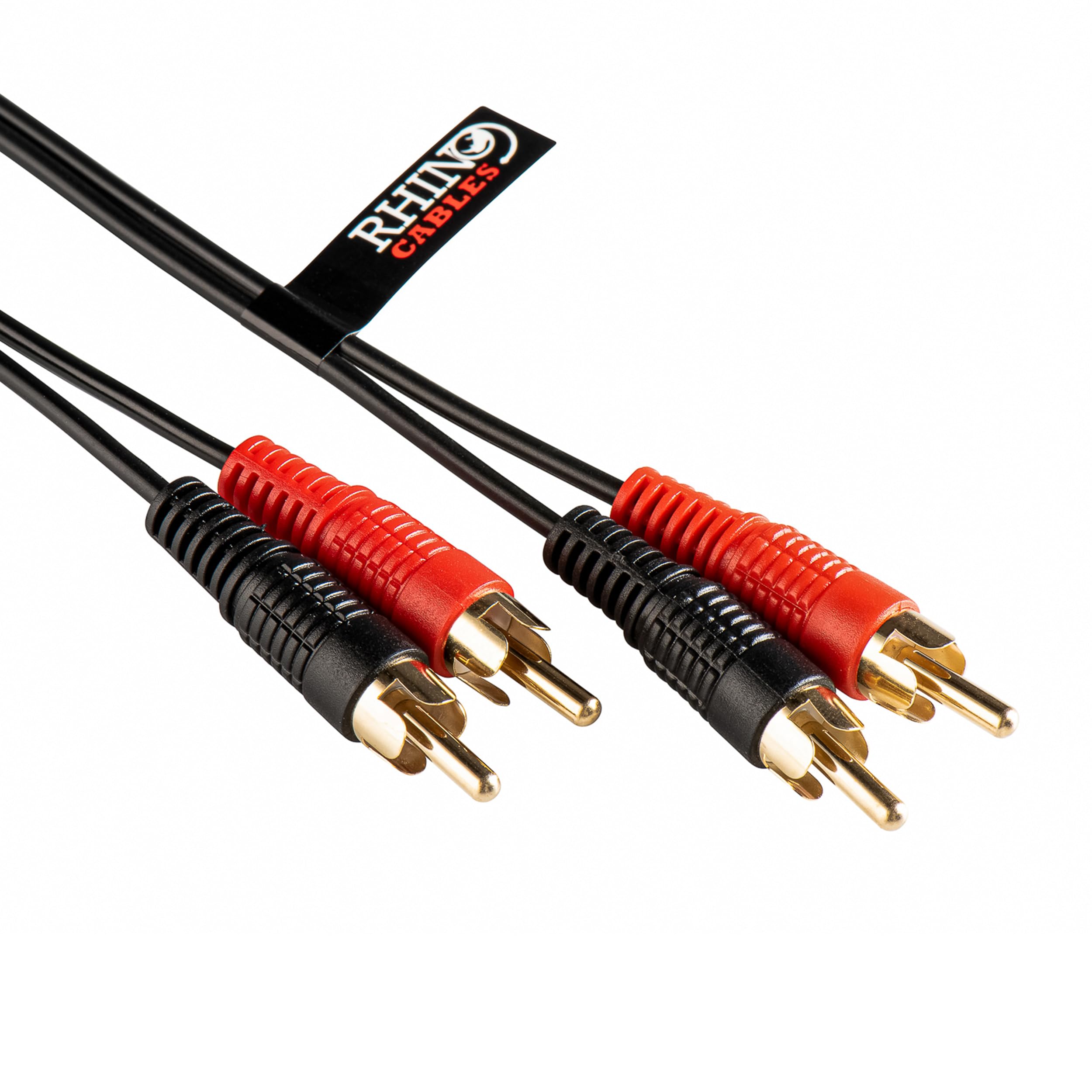 rhinocables 2 Phono to 2 Phono RCA Audio Cable | Dual/Twin Male to Male Splitter, Gold-Plated Connectors for Premium Audio | Compatible with TVs, Speakers, Sound Systems, Home Theatre & More (1.2m)