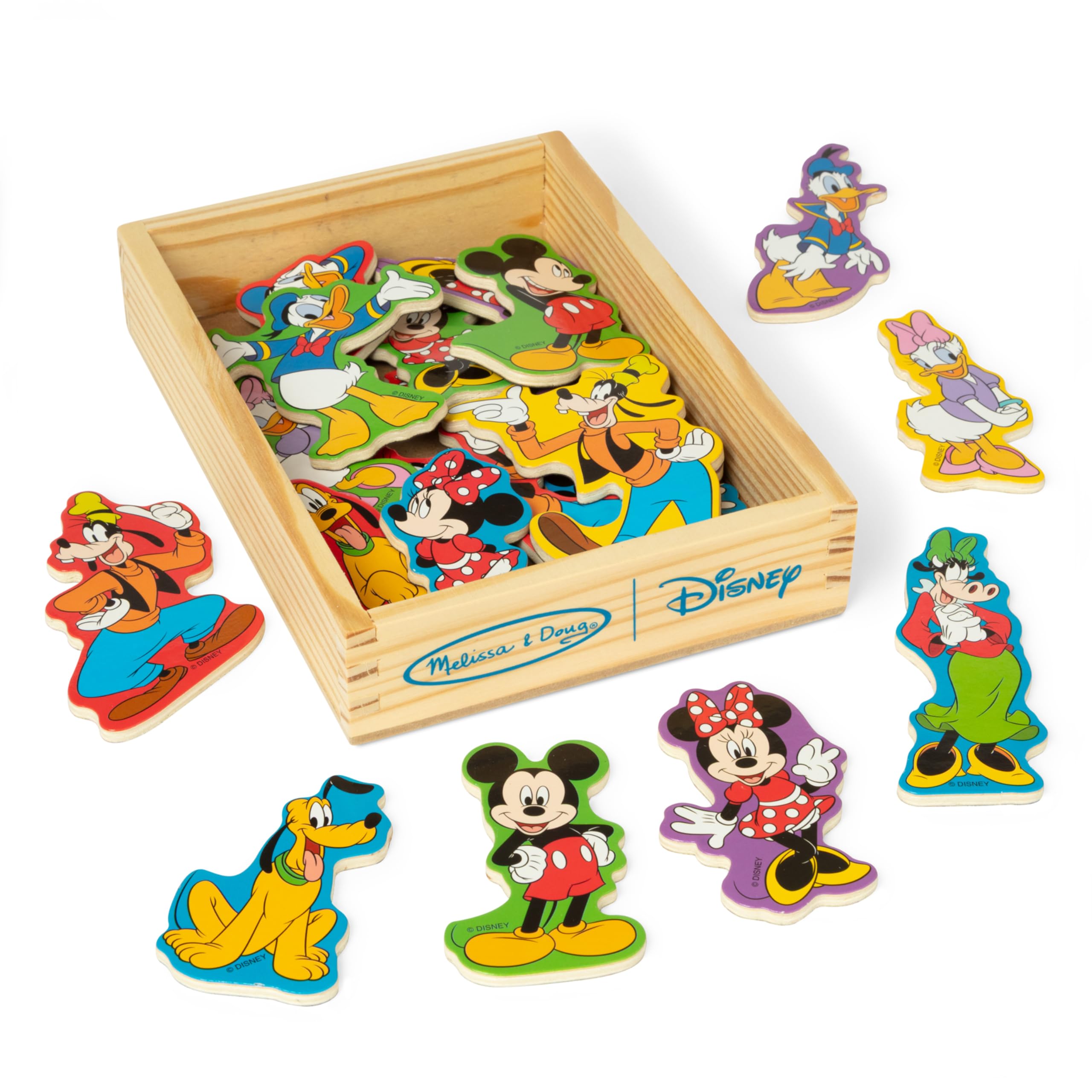 Melissa & Doug Disney Mickey Mouse Wooden Character Magnets (20 pcs) Toys for Disney Fans, Mickey Mouse Fridge Magnets, Pretend Play & Toddler Toys for Kids Ages 2+
