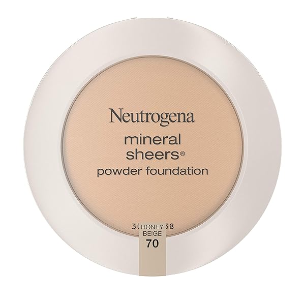 NEUTROGENA MINERAL SHEERS COMPACT POWDER FOUNDATION, LIGHTWEIGHT & OIL-FREE MINERAL FOUNDATION, FRAGRANCE-FREE, HONEY BEIGE 70, .34 OZ