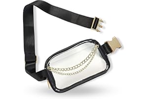 CITRUSY BOUTIQUE Clear Belt Bag | Cute Clear Purse for Women Stadium Approved Below 12x6x12 | Small See Through Transparent Crossbody Fanny Pack for Concerts, Nurses, Festivals, and Stadiums | Extended Strap, Black