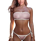 LAMORTY Sheer Micro Bikini Extreme See Through Mini Bikinis Swimsuit Exotic G String Mesh Bathing Suit Sexy Slutty Swimsuits