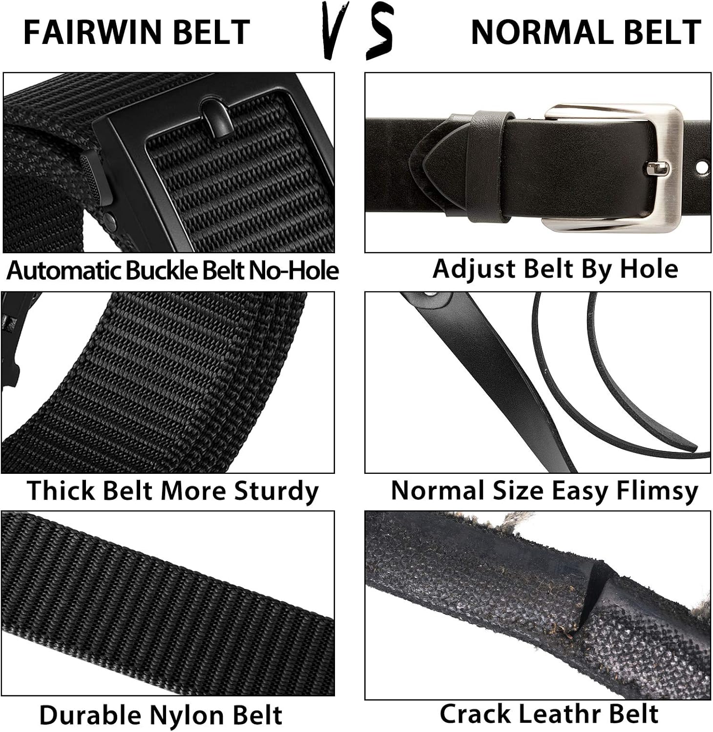 FAIRWIN Ratchet Belts for Men, Golf Web Belt for Jeans with Automatic Buckle Adjustable Tactical Nylon Men's Belt: Clothing
