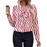 Zeagoo Womens Blouses Chiffon Long Sleeve Shirts Bow Tie Neck Work Tops Business Casual Outfits