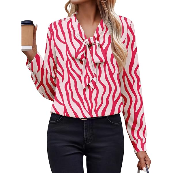 SweatyRocks Women's Bow Button Down Blouse - Ruffle Long Sleeve Dressy Shirt Top