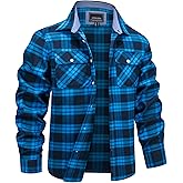 MAGNIVIT Flannel Shirt for Men Cotton Long Sleeve Plaid Shirt Lightweight Button Up Checkered Shirt Jacket with 2 Pockets