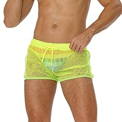 FIROTTII Mens Mesh Shorts Sexy Boxers See Through
