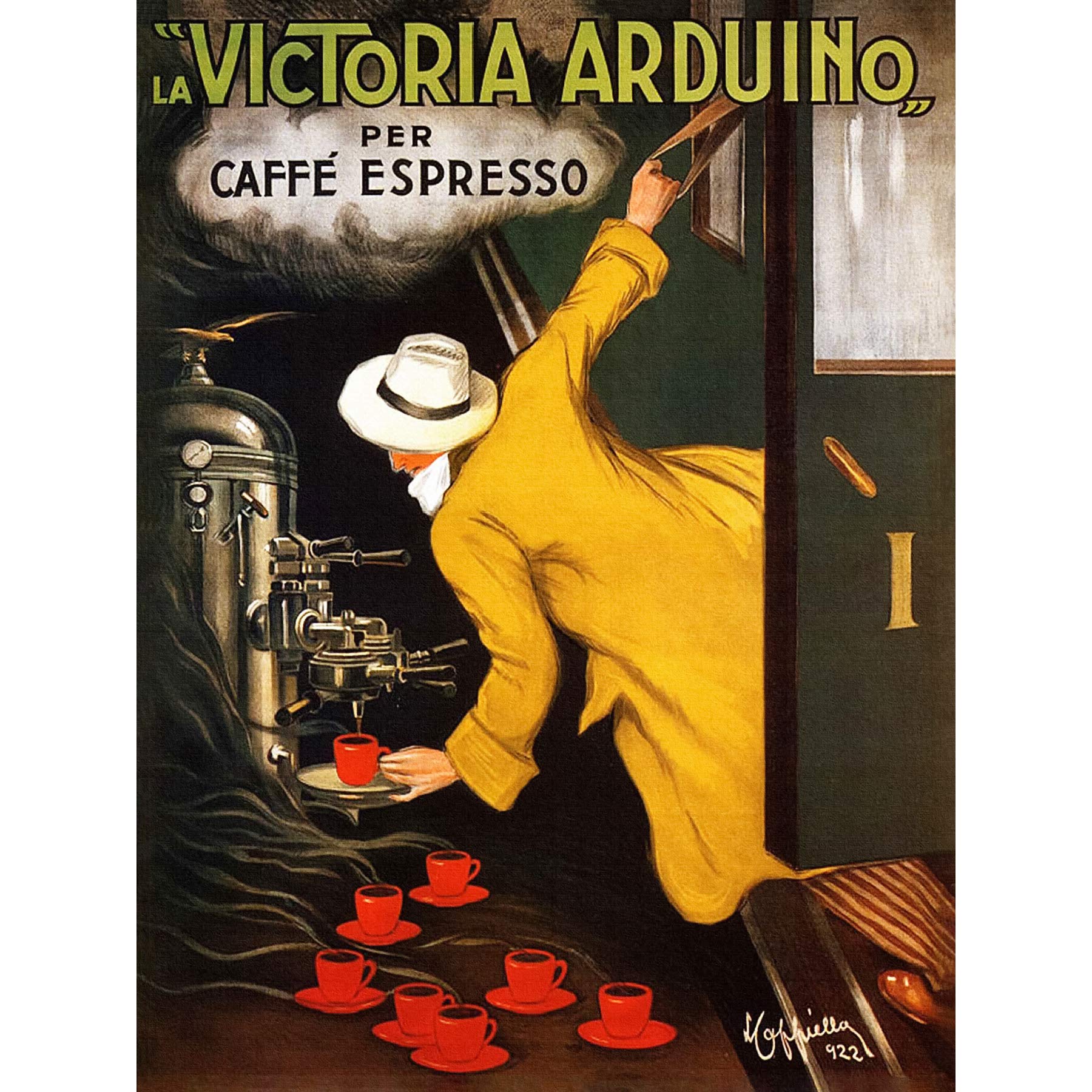 Artery8 Cappiello 1922 Advert Coffee Victoria Arduino Premium Wall Art Canvas Print 18X24 Inch