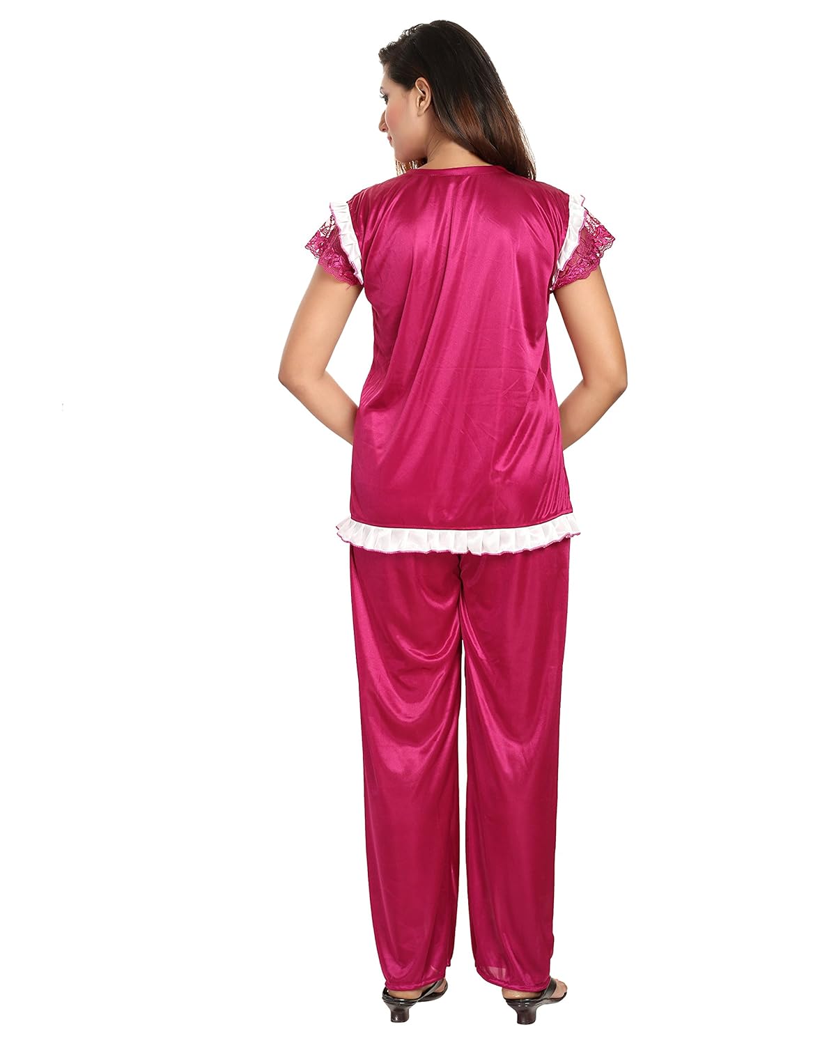 fashigo women's satin top and pyjama night suit (free size)