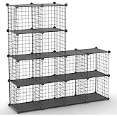 TUMUCUTE Wire Cube Storage Organizer, 12-Cube Metal Storage Shelves Bookshelf, Stackable Modular Closet Organizer for Bedroom Living Room, Office,Storage Shelves