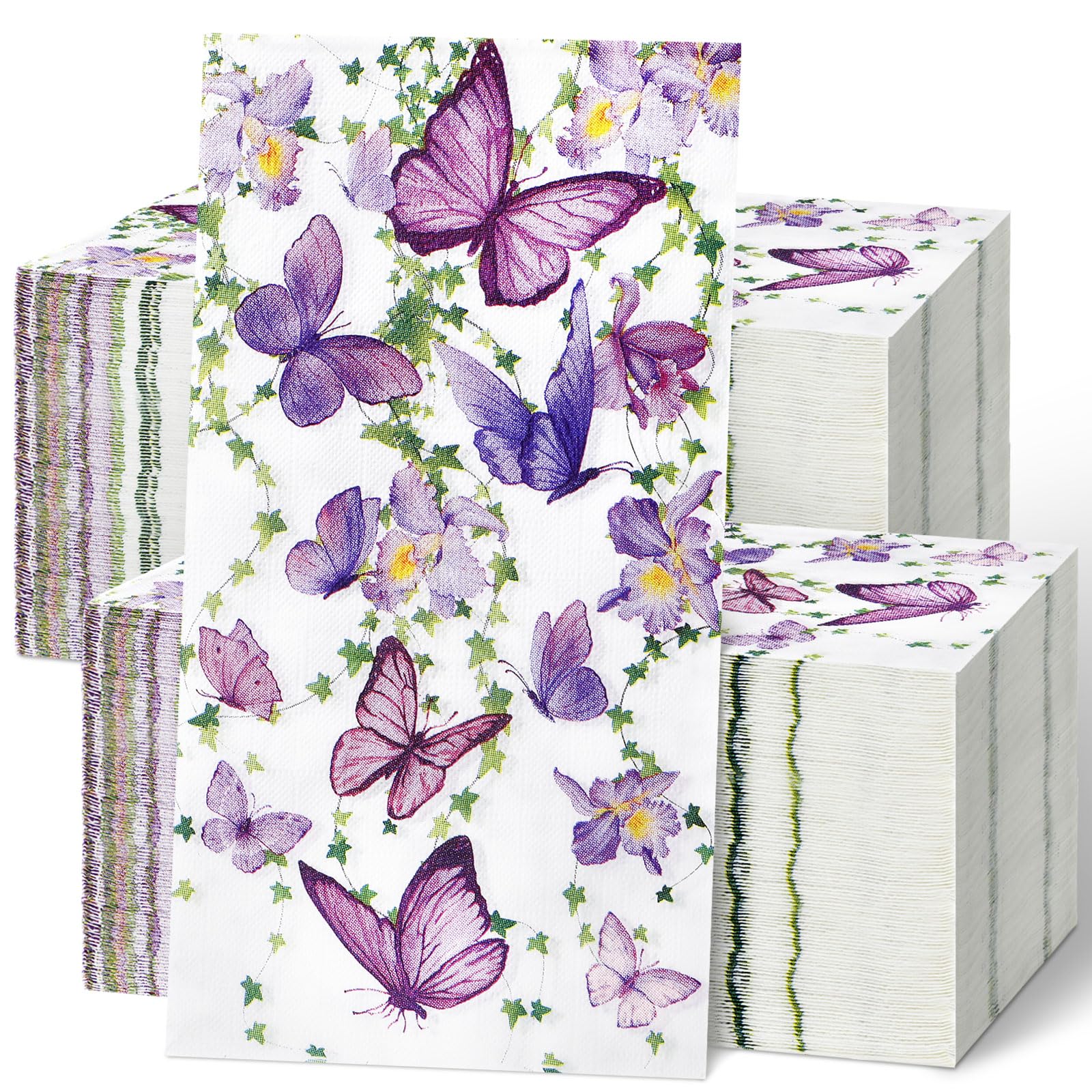 Photo 1 of Jetec 200 Count Disposable Bathroom Hand Towels Paper Guest Towels for Bathroom Butterfly Flower Bird Napkin Paper Disposable Guest Napkins for Birthday Holiday Party Supplies(Butterfly)