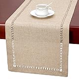 Grelucgo Handmade Hemstitch Beige Table Runner Or