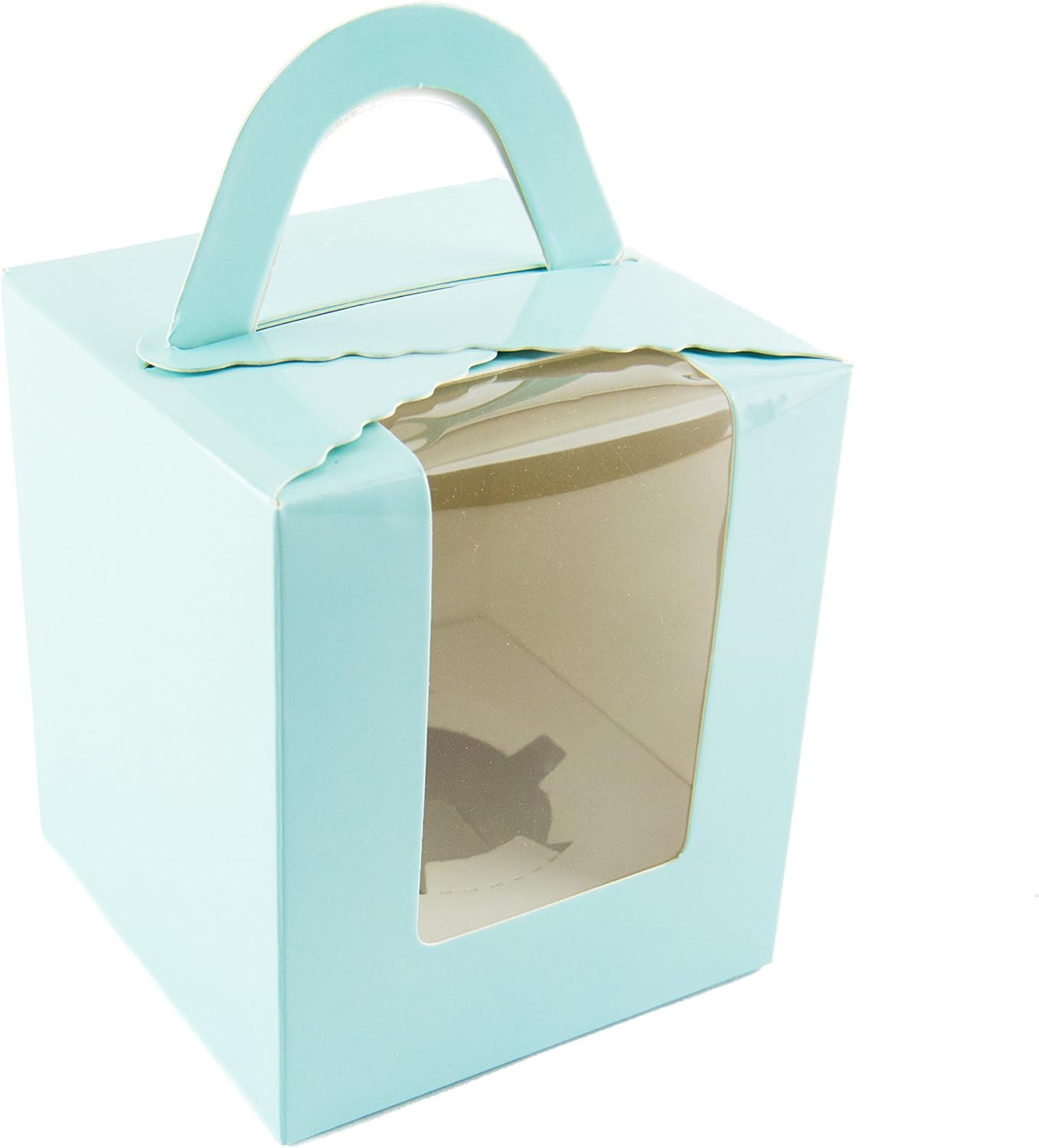 Bakewell's Cake Boxes 10 x Blue Single Cupcake Boxes 1 Hole Cavity