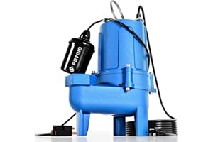 FOTING Submersible Sewage/Effluent Pump - 1.5HP 9000GPH Heavy Duty Cast Iron - Automatic/Manual - Vortex Impeller - 115V Septic Sump Pump for Sump Basin/Residential Sewage/Basement, 2'' NPT Discharge