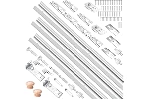DISTANCEPOWER 60IN Bifold Door Track Kit, 3Kit 20IN White Bifold Door Hardware kit with Track Closet Door Track Repair Tool Kit Included Full Accessories for Double Door, Folding Door, Accordion Door
