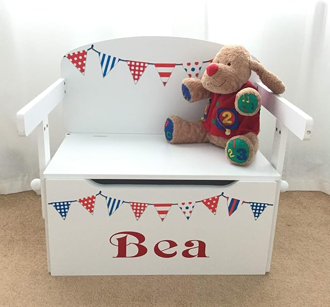 Personalised Kids Toy Box & Desk (Red Text) Amazon.co.uk Kitchen & Home