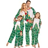 Ekouaer Christmas Pajamas for Family 2024 Matching Sets Xmas Long Sleeve Pj 2 Piece Set Green Sleepwear Men with Pocket Medium