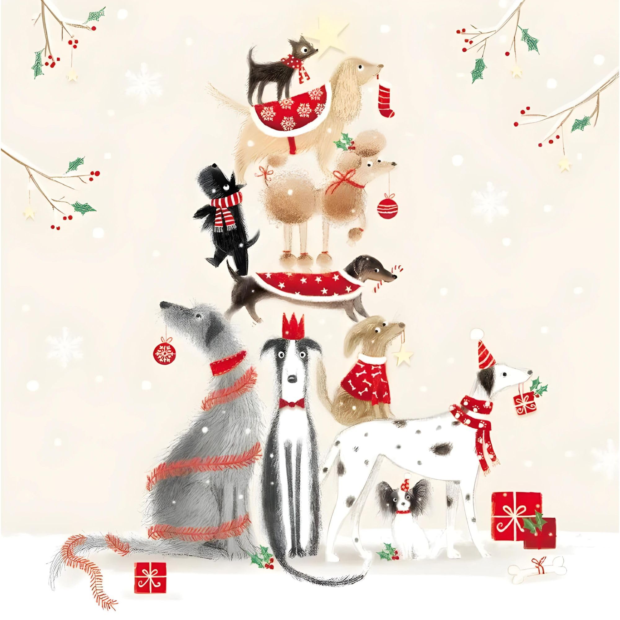 GBCC Charity Christmas Cards Pack of 10 - Festive Dog Christmas Tree - Premium Greeting Cards Multipack with Envelopes - Supporting UK Charities