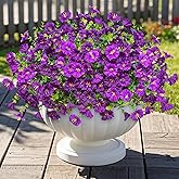ICX 10pc Artificial Morning Glory Flowers for Outdoors,Silk Fake Flowers UV Resistant, Spring Flowers Artificial for Decoration,Outdoor Fake Plants for Door Porch Patio Planter Yard (Purple