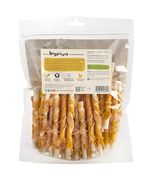PET ‘N SHAPE CHIK ‘N HIDE TWISTS – CHICKEN WRAPPED RAWHIDE NATURAL DOG TREATS, SMALL, 16 OZ