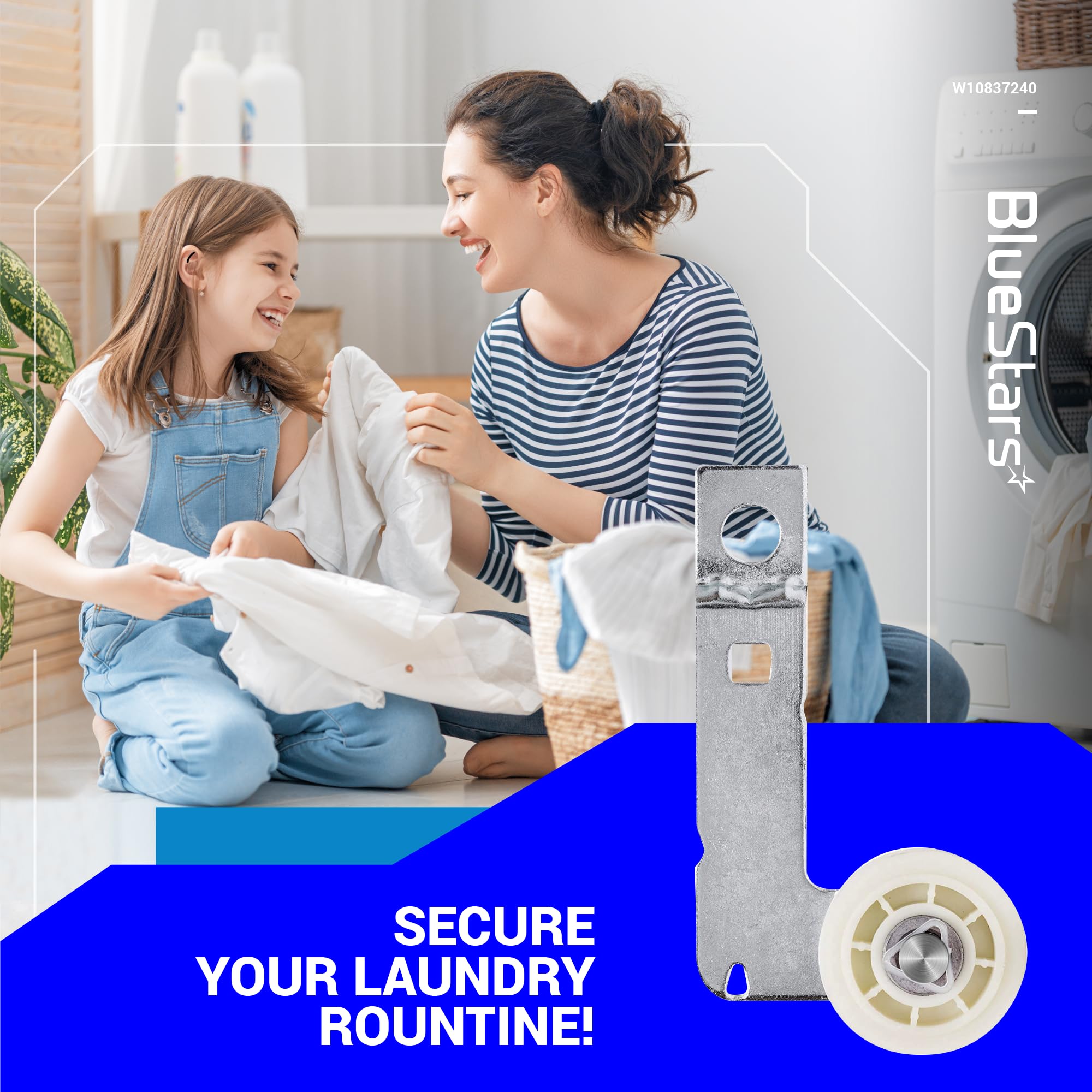 BlueStars W10837240 Dryer Idler Pulley With Bracket - Compatible with Whirlpool Kenmore Dryer - Replaces W10118756 W10547290 PS11726337 3387372 3388674 W10118754