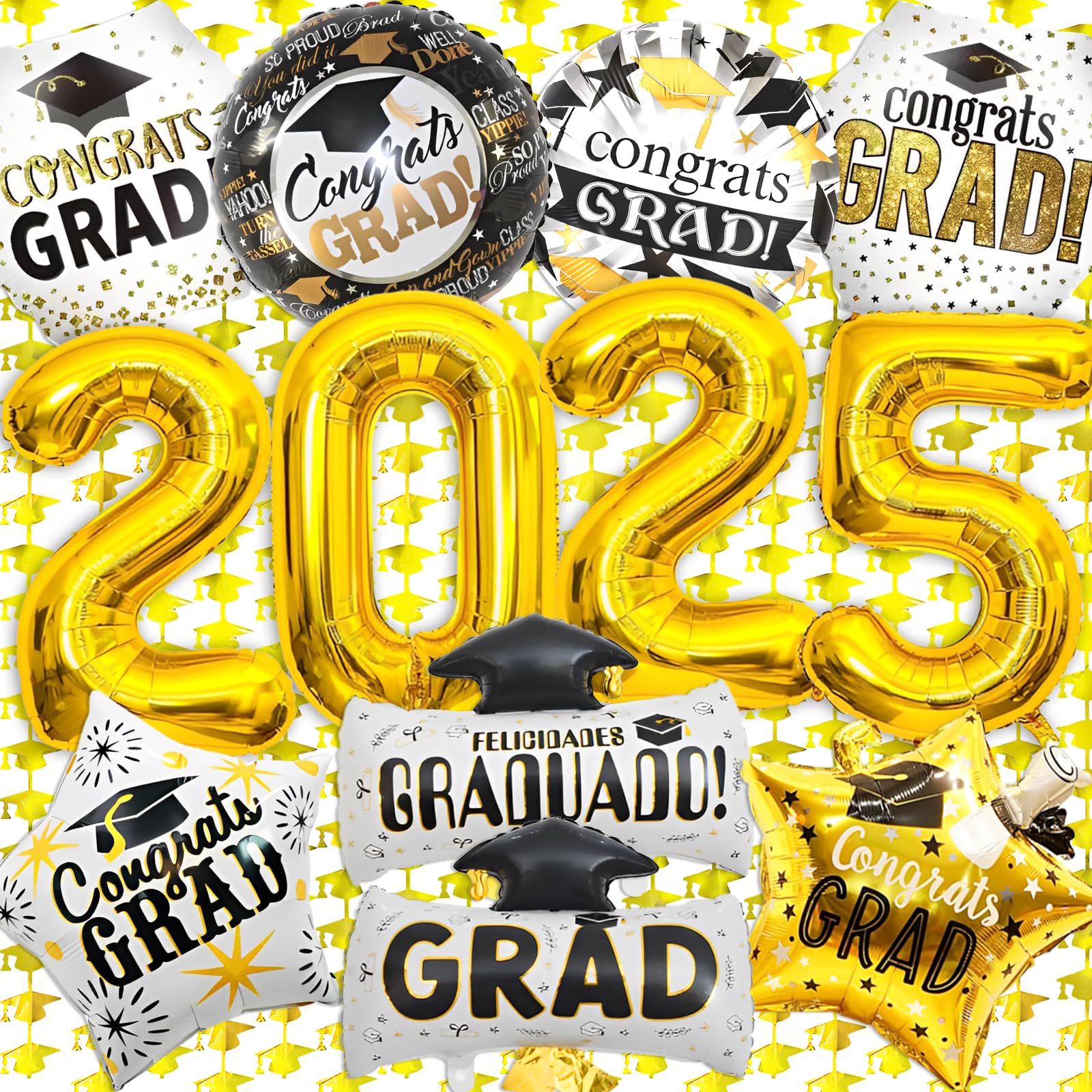 Photo 1 of **pack2*Gold Graduation 2025 Balloons Graduation Decorations Class of 2025 Balloons Class of 2025 Gold Congrats Party Decorations 2025