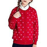 BOBOYOYO Girls Cardigan 100% Cotton Kids Heart Cardigan Sweater Valentines Long Sleeve Toddler Girl Soft Knit Cardigan