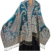 XINGSHUNFU Paisley Pashmina Rave Scarf,Indian Shawl Wraps for Women Exotic Shawls Scarves for Evening Dresses