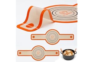 ANGADONA Silicone Bread Sling Dutch Oven - Best Japan Silicone. Non-Stick & Easy Clean Reusable Silicone Bread Baking Mat. With Extra Long Handles Bread Baking Sheet Liner, 2 Orange Set for Transferable Dough