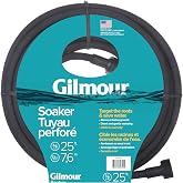 Gilmour Round Soaker Hose 3/8" x 25 ft with Heavy Duty Couplings | Adjustable Fittings, Even Water Distribution, Timer-Compatible Drip Irrigation for Raised Beds