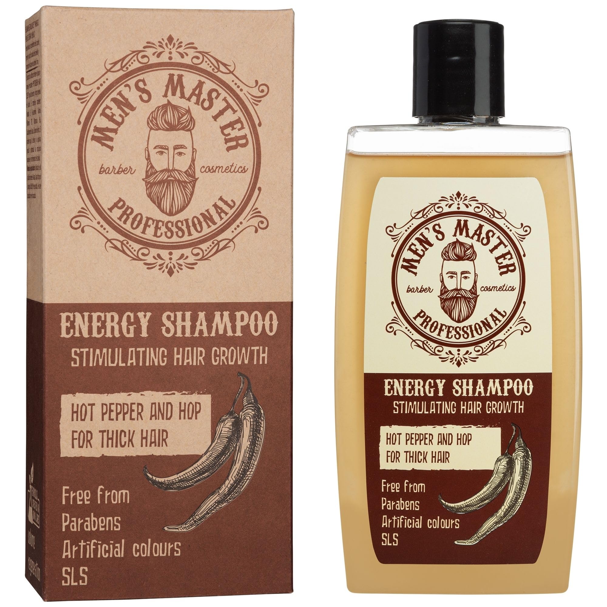 Men's Master Stimulating Shampoo for Men | Enriched with Red Chile, Caffeine and Hops | Hair Stimulating | Fresh and Masculine Scent | Paraben Free | Moisturizing | Strengthening Shampoo | 260 ML