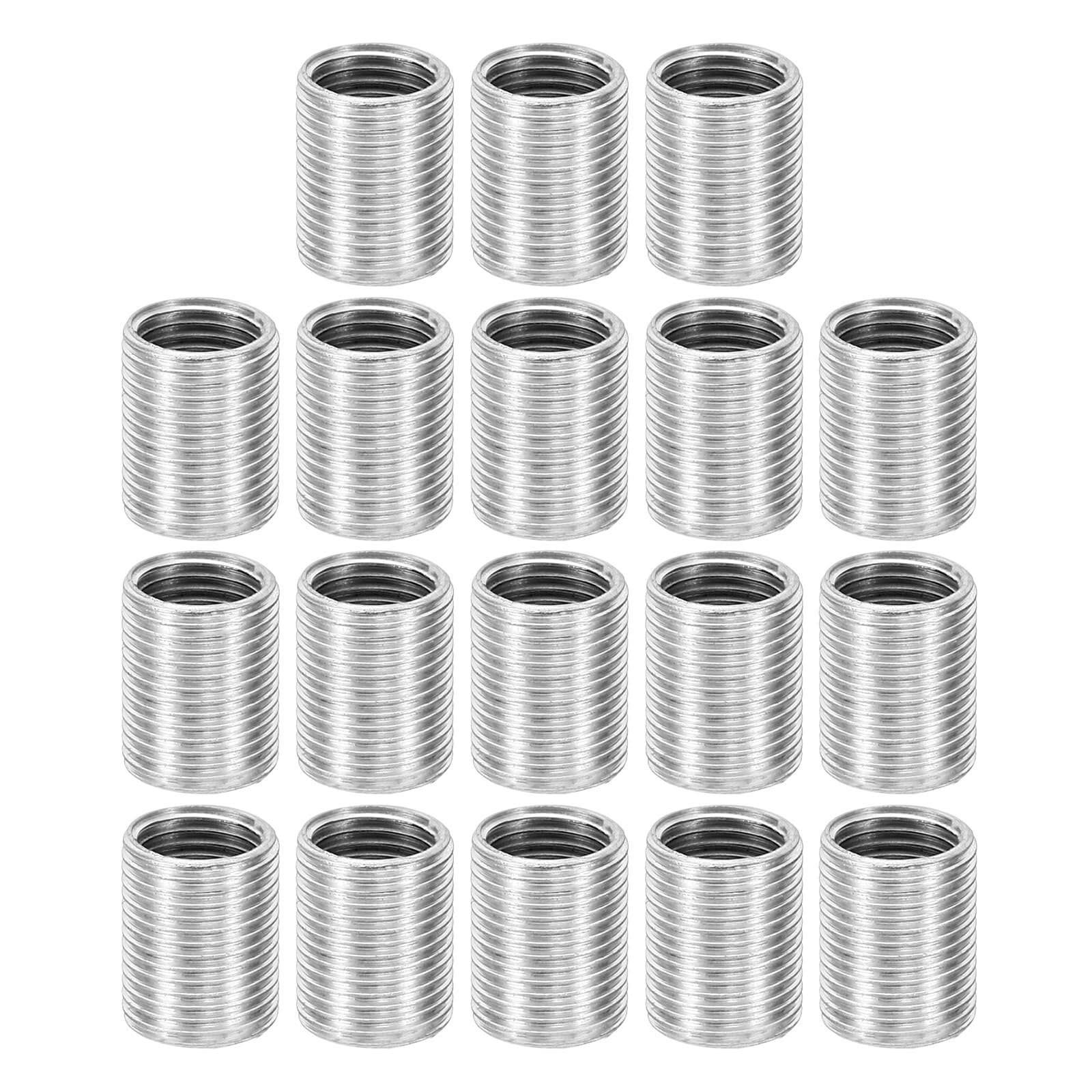 PATIKIL M12xM10x15mm Metal Threaded Repair Insert Nut, 18Pcs Male to Female Fine Thread Sleeve Inserts Reducing Nut Adapter Reducer Screw Sleeves, White Zinc