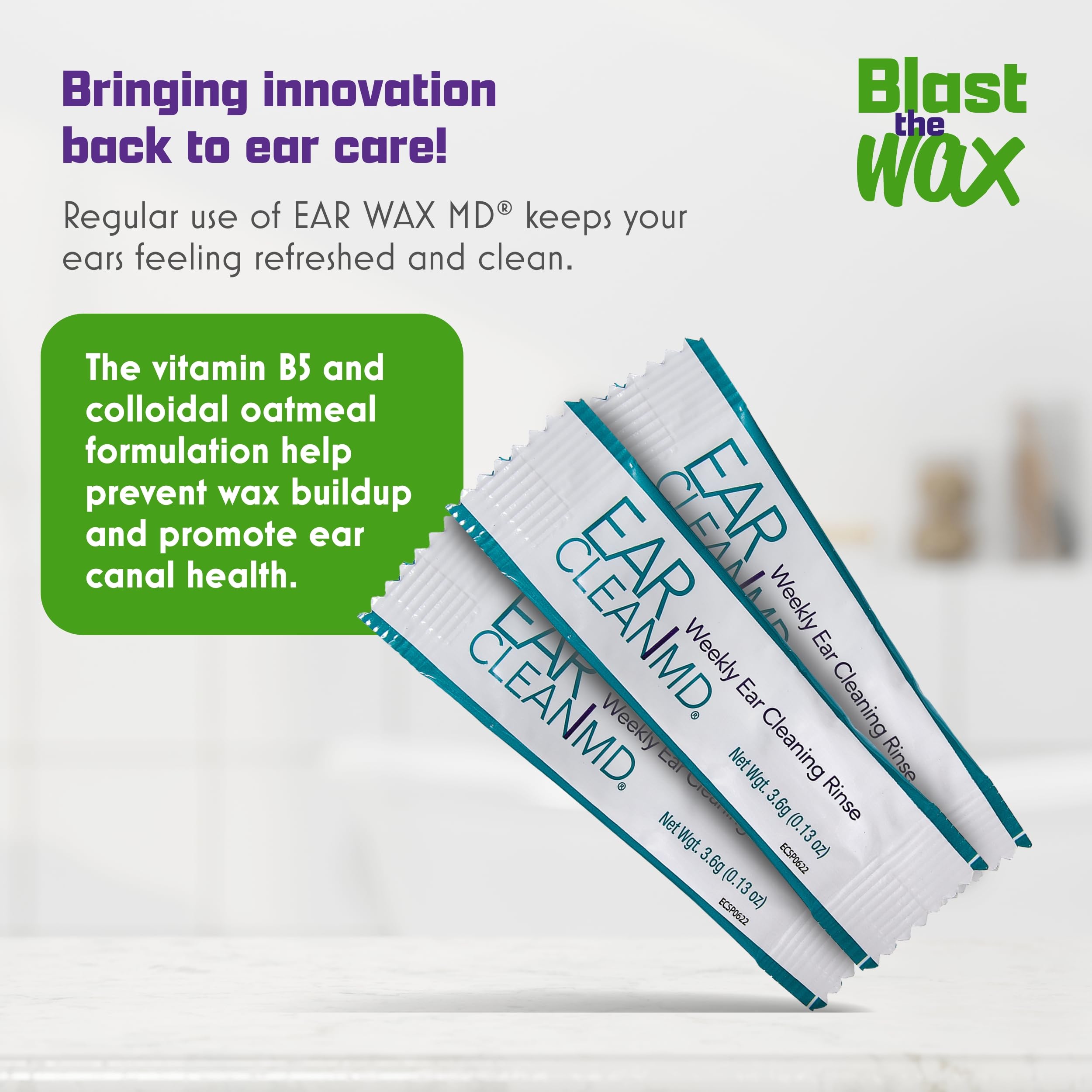 eosera® WAX BLASTER MD+ Cleaning Kit - Earwax Dissolver for Adults & Kids - Fast Acting, Doctor Recommended, Clinically Proven - Complete Irrigation Kit with 3 Ear Clean MD Packets & 5-ct Single Use Ear Wax MD Vials - Works in 15 Minutes