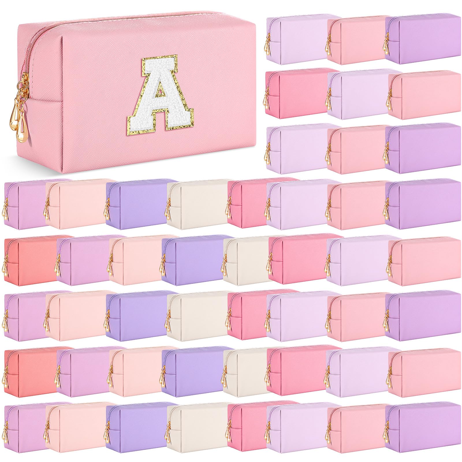 Photo 1 of Cunno 12 Makeup Bag Bulk PU Leather DIY Cosmetic Plain Preppy Makeup Pouch Portable Waterproof Toiletry Bags for Women Travel Pencil Case Cosmetic Organizer  