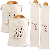 Augshy 4 Packs Linen Bread Bags Ideal for Homemade Bread Unbleached Reusable Bread Storage Bakery & Baguette 12.5 X 16 In, 2-