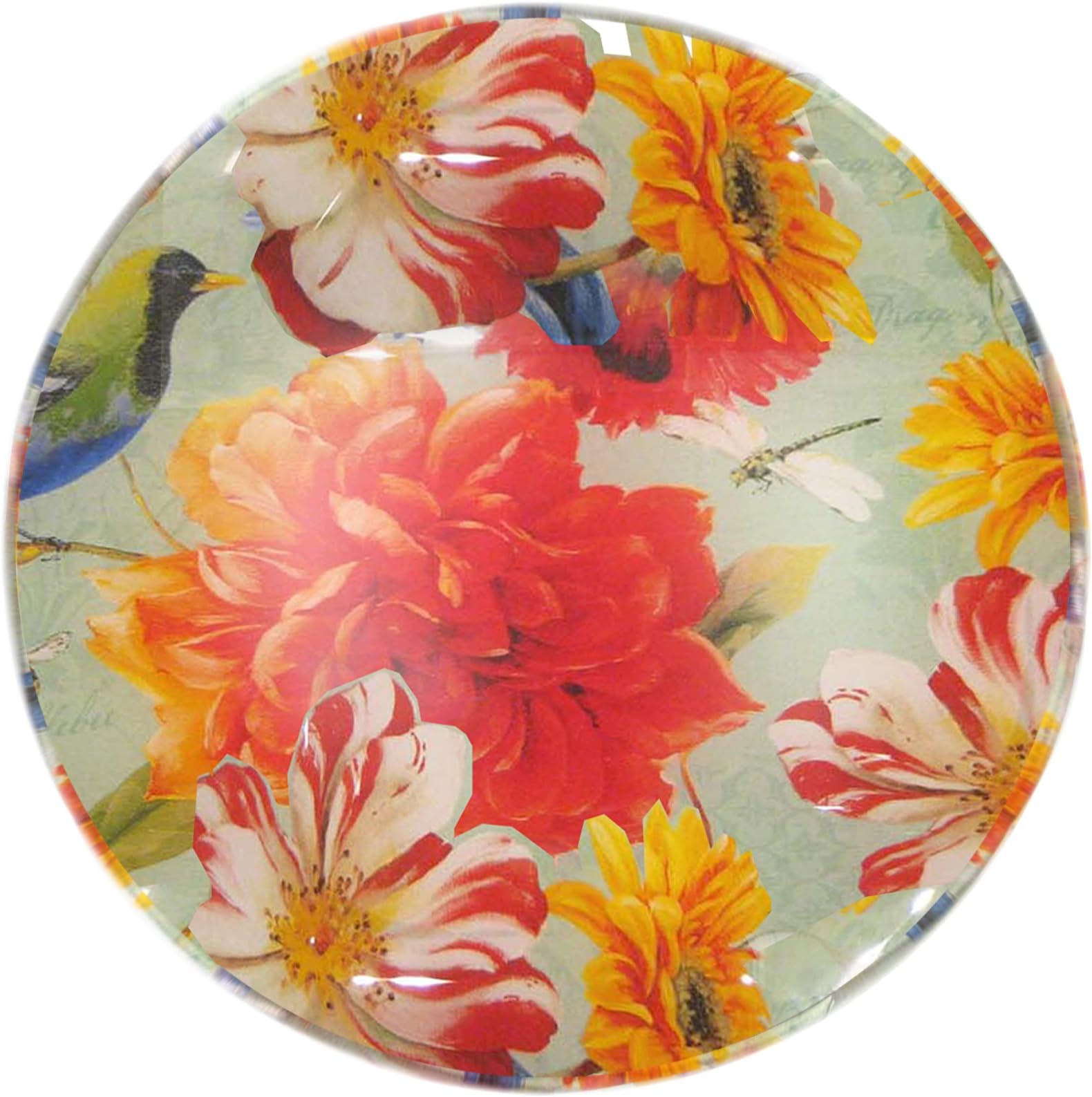 The Jay Companies Notions Jade Garden Round Glass Bowl, Multicolor