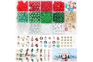 LIANGDING 885PCS Christmas Beads,Christmas Bracelet Making Kit for Girls,Christmas Bracelet Beads Kit with Xmas Ornament for Jewelry Making DIY,Christmas Crystal Beads for Bracelets Gift Garland Decor Crafts