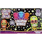 Halloween Day of the Dead Sugar Skull Lollipop Rings,7.61 ounce, Box of 18