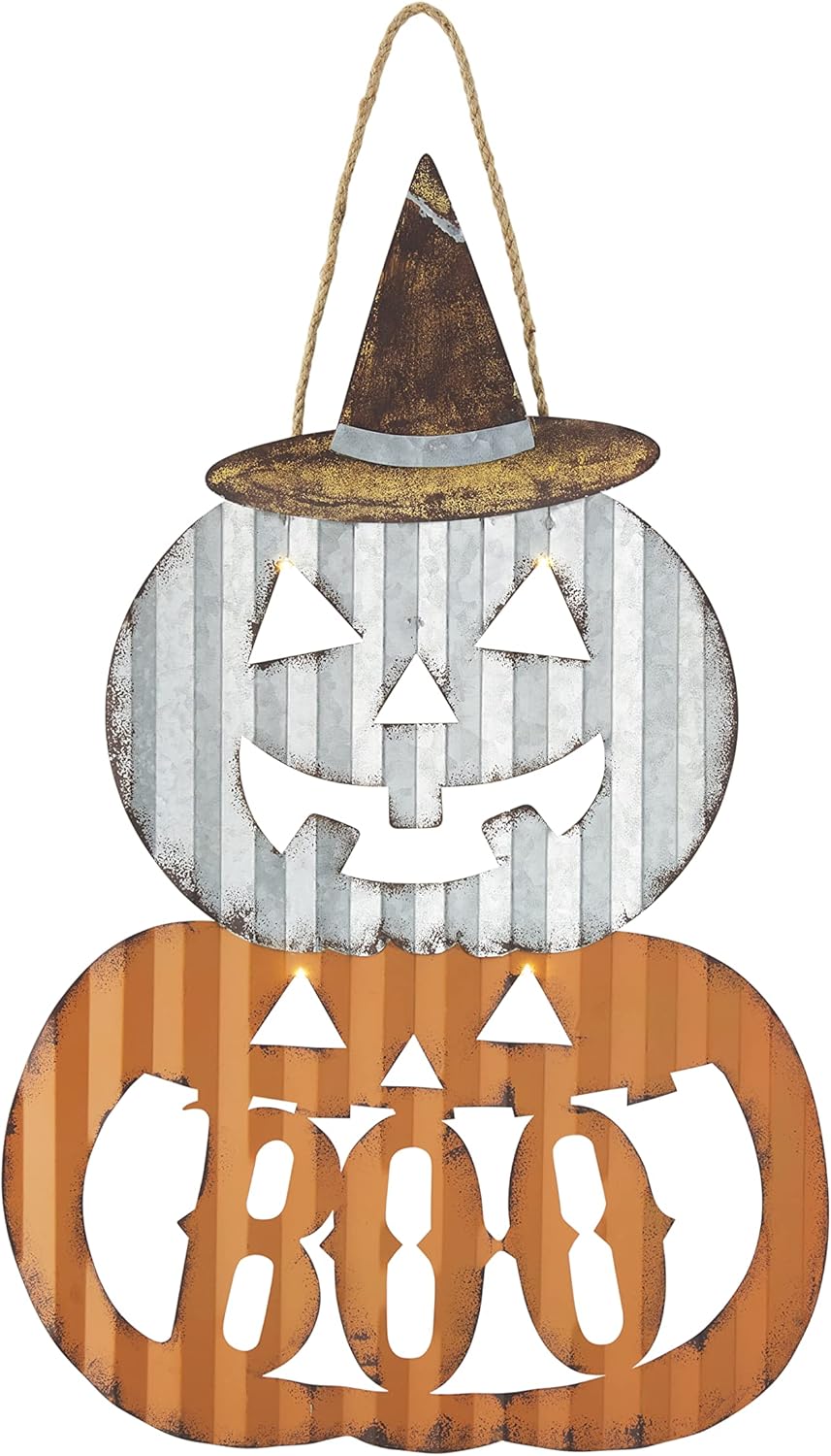 Wreath Hangers - Mud Pie Light Up Door Hanger, Pumpkin