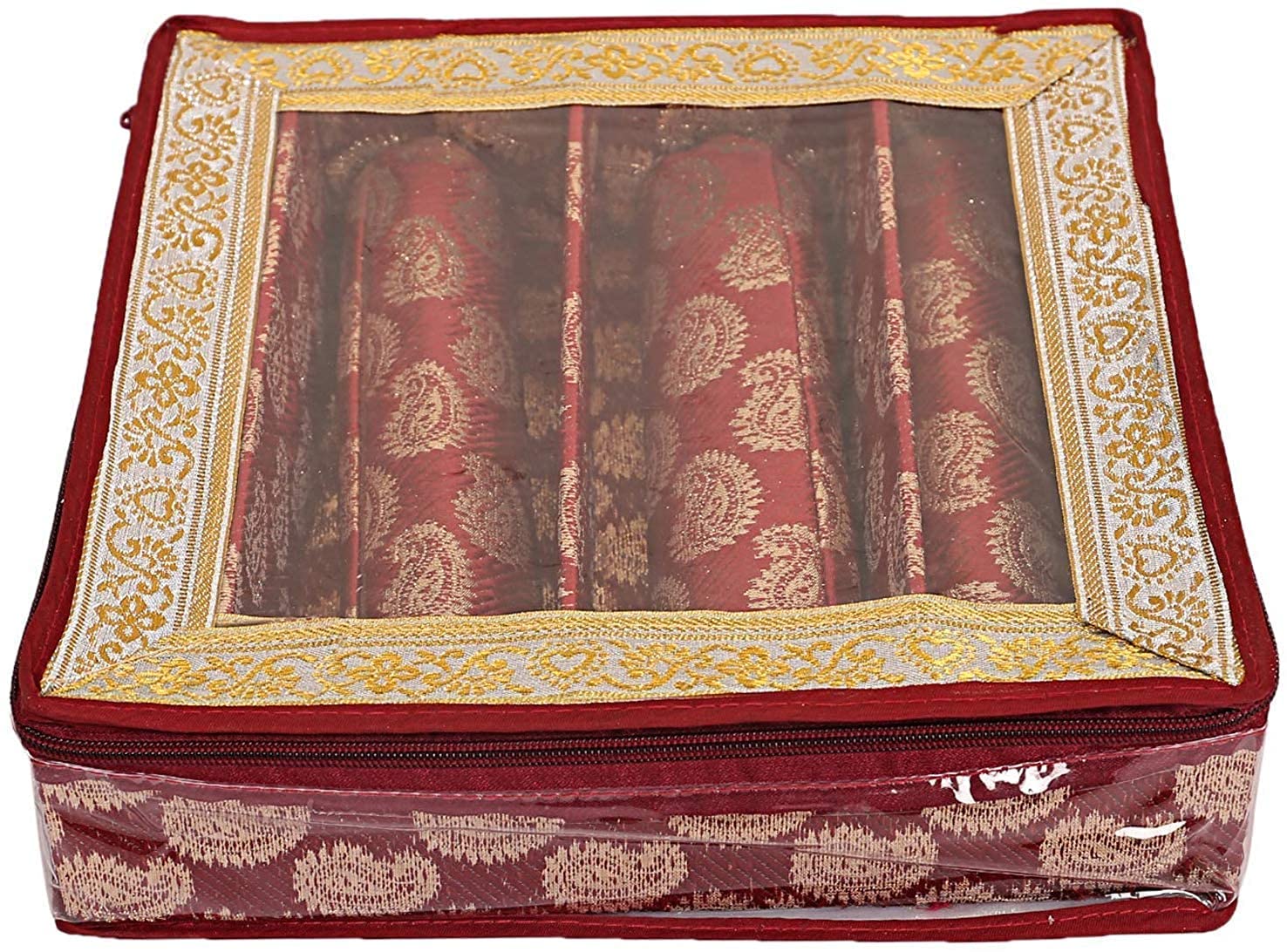 EliteKoopers 3 Rod Maroon Bangle Box Storage Jewellery Box Indian