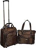 Kemyer 16 Inch Wheeled Underseater Carry-On & Laptop Tote Set (Leopard)